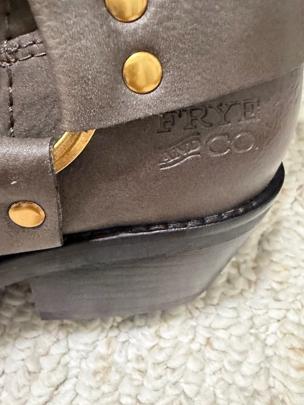 FRYE AND CO. Women’s Smoke Lorrie Harness Mid-Calf Leather Boots - Picture 6 of 11